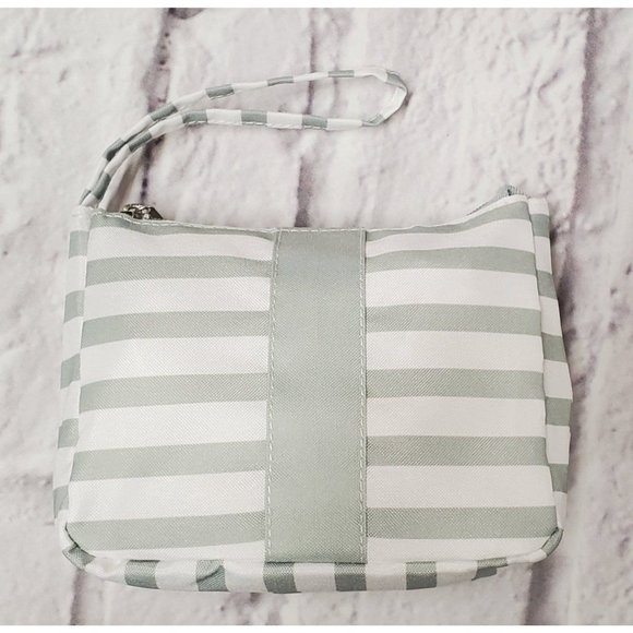 Travel bag Green & White Stripe with Wristlet - Picture 3 of 3